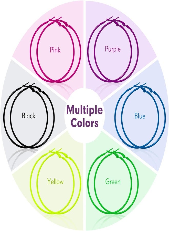 CNTVO 6 Pairs Neon Earrings for Women, 80s 90s Retro Colorful Hoop Neon Earrings, 80s accessories for women Perfect for Outfit Dancing Party Accessories - Image 4